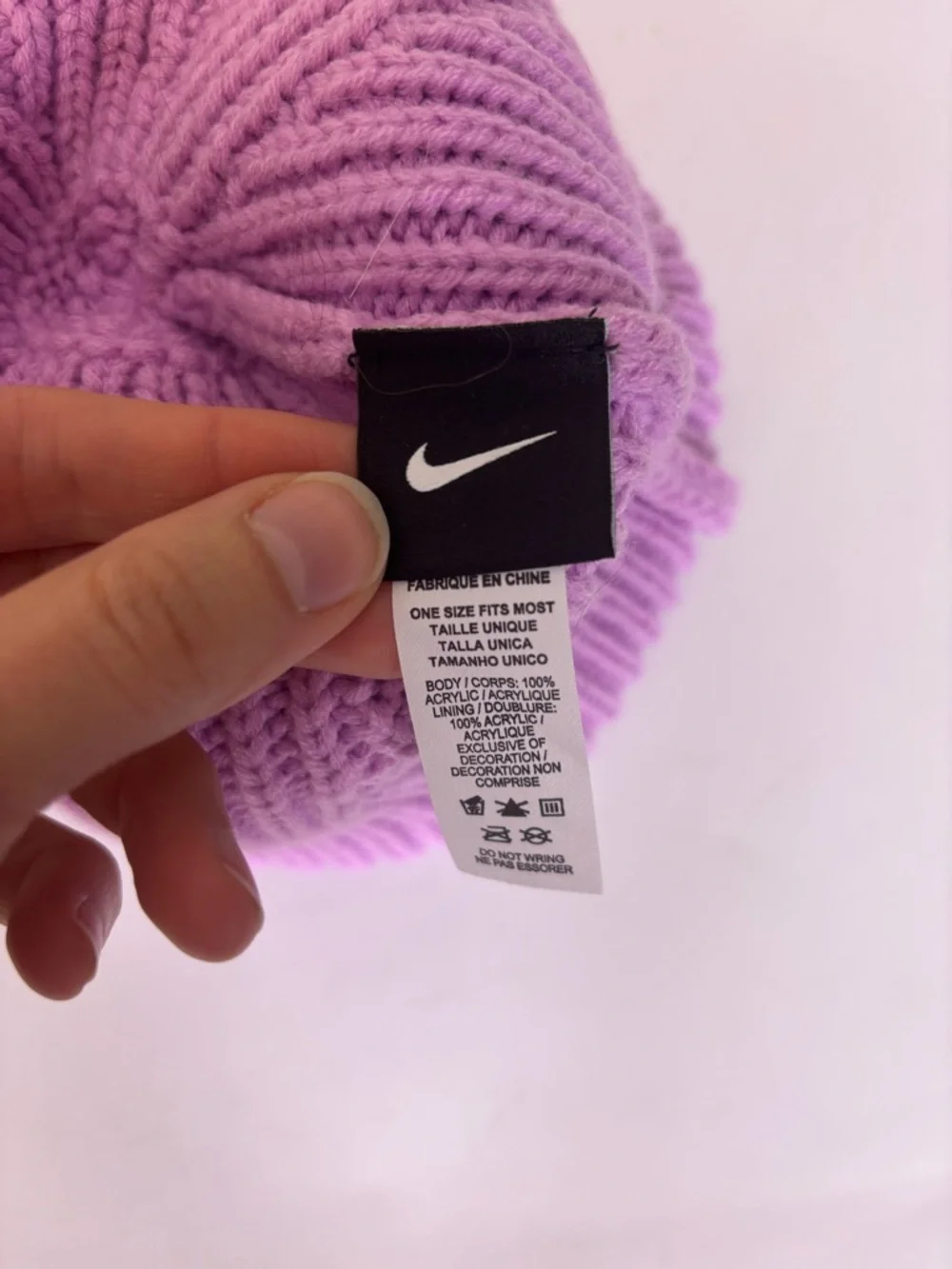 Nike Pinkish Purple Ribbed Knit Winter Beanie with Black Swoosh Tag Unisex